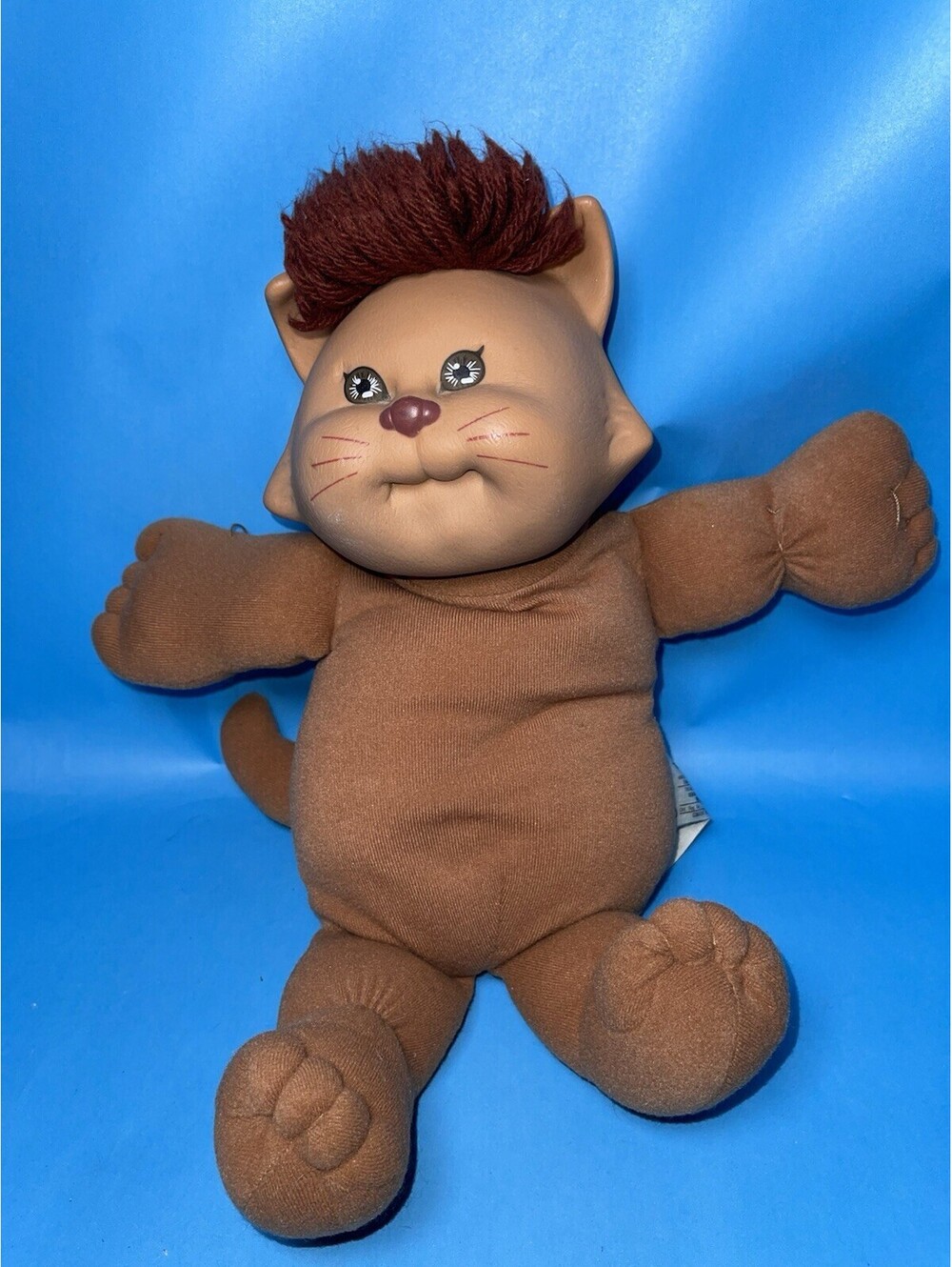 Vintage Cabbage Patch Kids Cat Doll Plush Figure 1983 Brown Hair